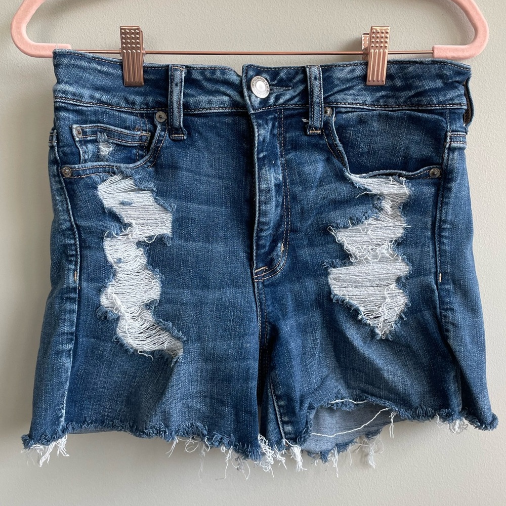American Eagle Hi-Rise Shortie Distressed Raw Hem